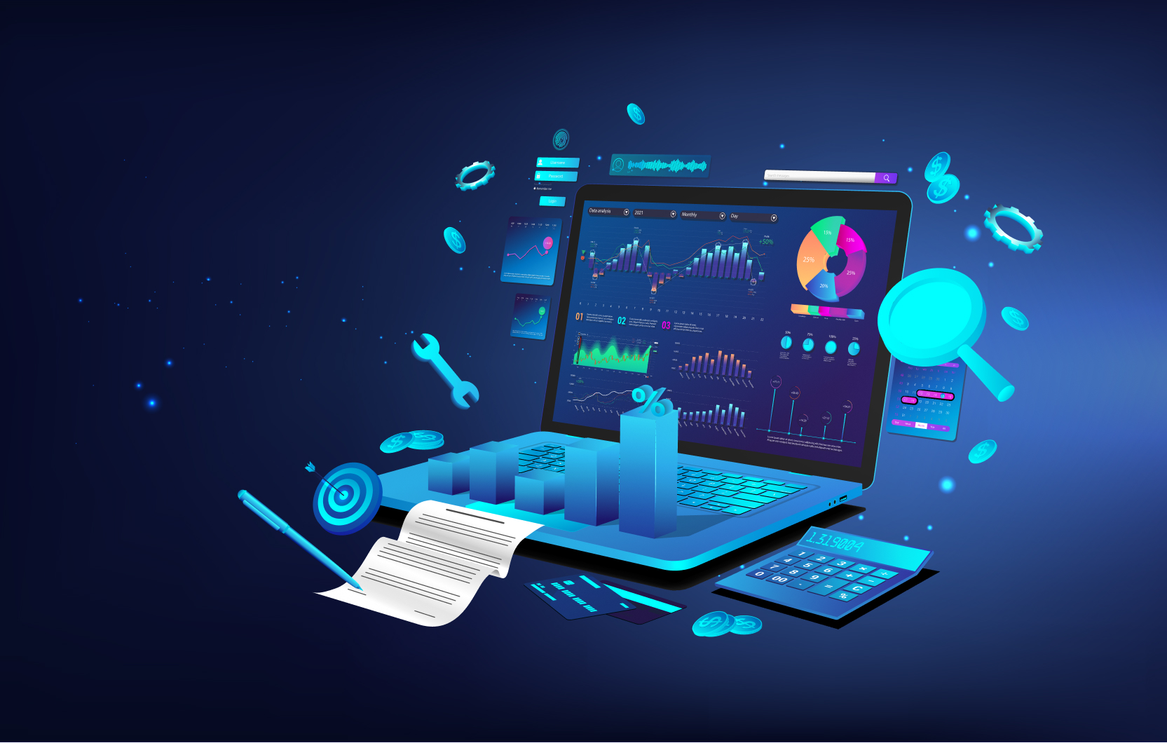 website showing charts or growth